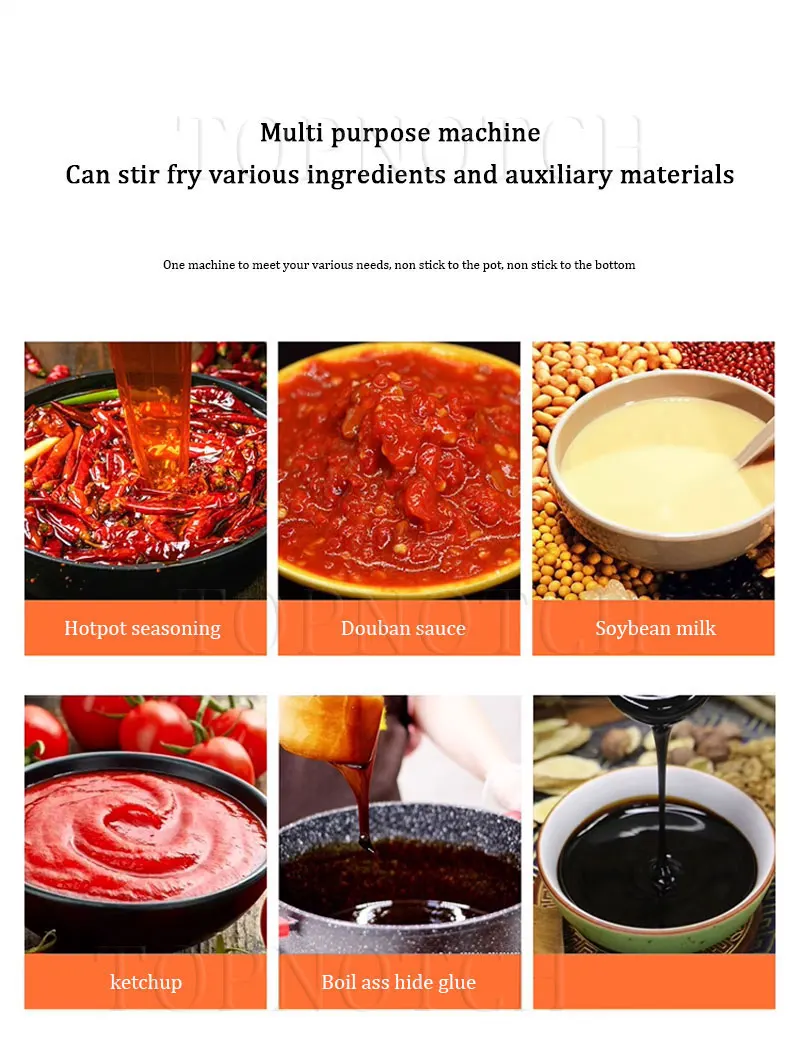 Description Picture 5 of itemIndustrial Small Hot Pot Sauce Stir Fry Boiling Pan Stainless Steel Chili Paste Stirring Heating Cooking Machine