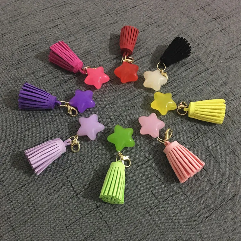 5/10Pcs Crafts Tassels Leather Tassels Keychain Tassels Pentagram Leather Tassels for DIY Craft Jewelry Making Supplies Decor
