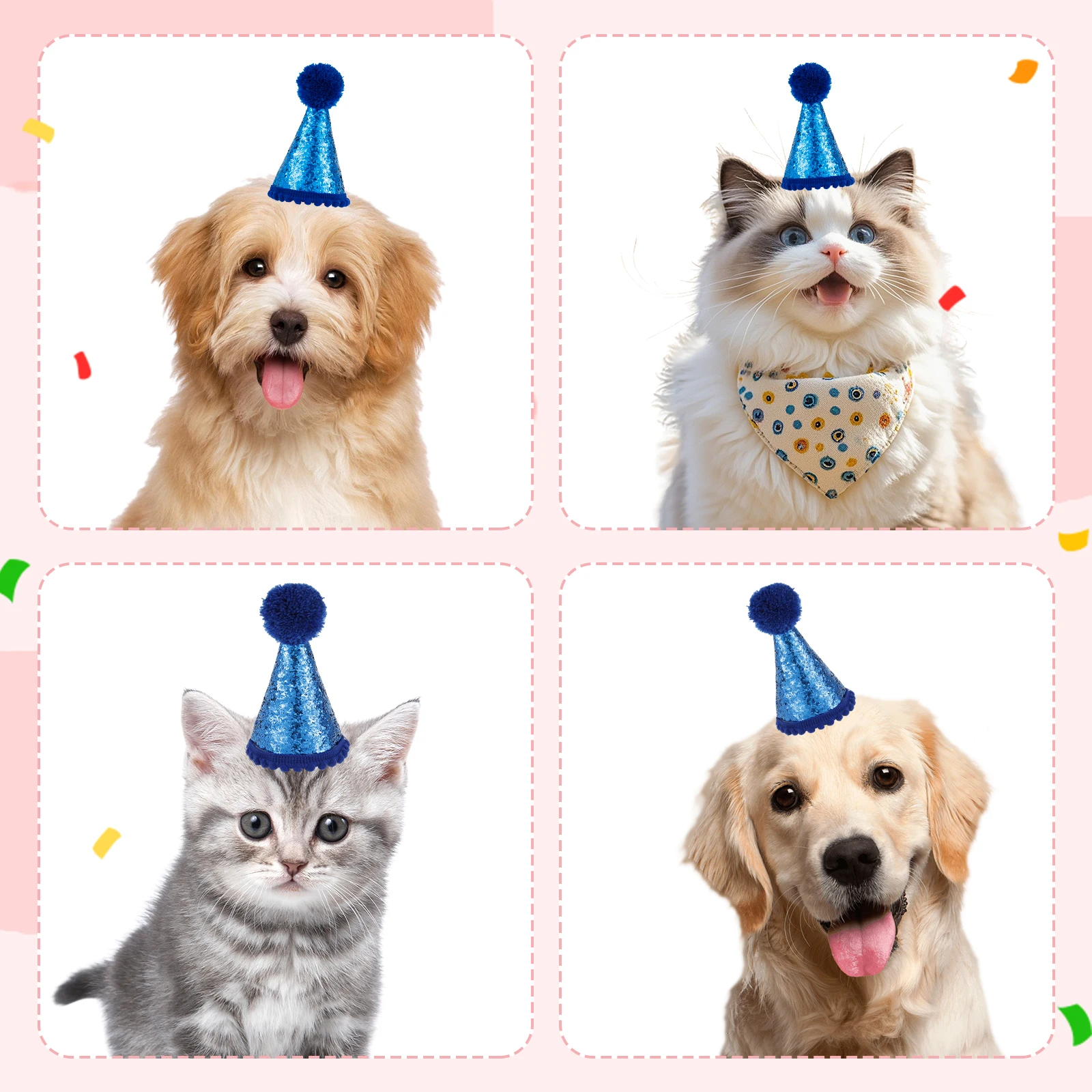 12Pcs Mini Dog Cat Hat Birthday Party Hat Puppy Cap Creative Kitten Cap Costume Accessories for Pet Birthday Party Decor