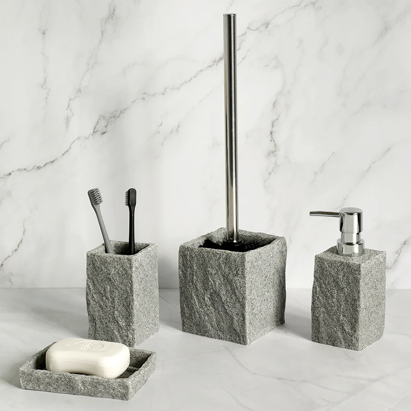 Soap Dispenser Bathroom Accessories Set Bathroom Accessories Single Imitati Granite Iiquid Soap Dispenser Toothbrush Holder Cup Soap Dish Toilet Brush Holder