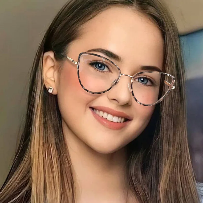 

Очки с защитой от синего света, металлические очки кошачий глаз для мужчин и женщин, ретро оправа, очки с фильтром лучей, оптические очки, очки для компьютера с плоскими линзами