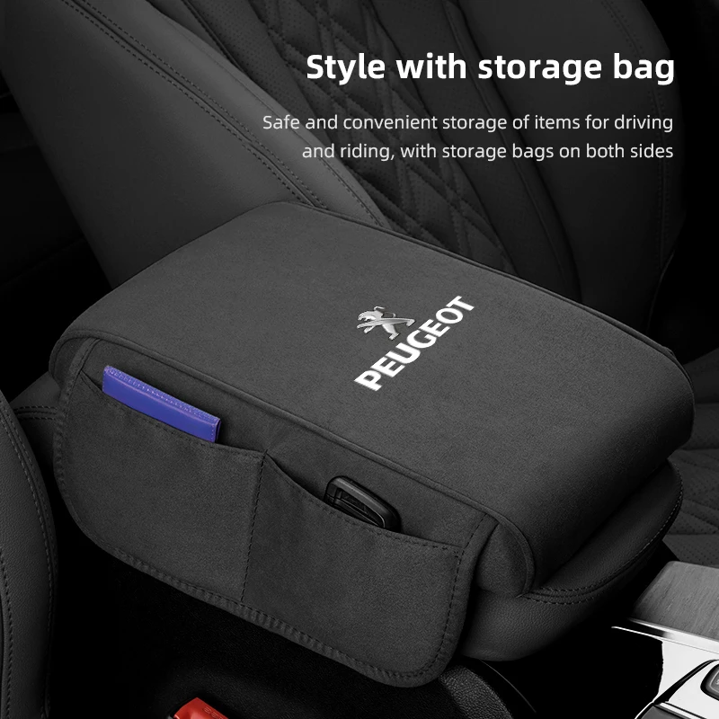 Suede Car Interior Armrest Box Mat Center Console Accessories for Peugeot 206 308 107 307 408 301 5008 207 205 607 4008 106 406