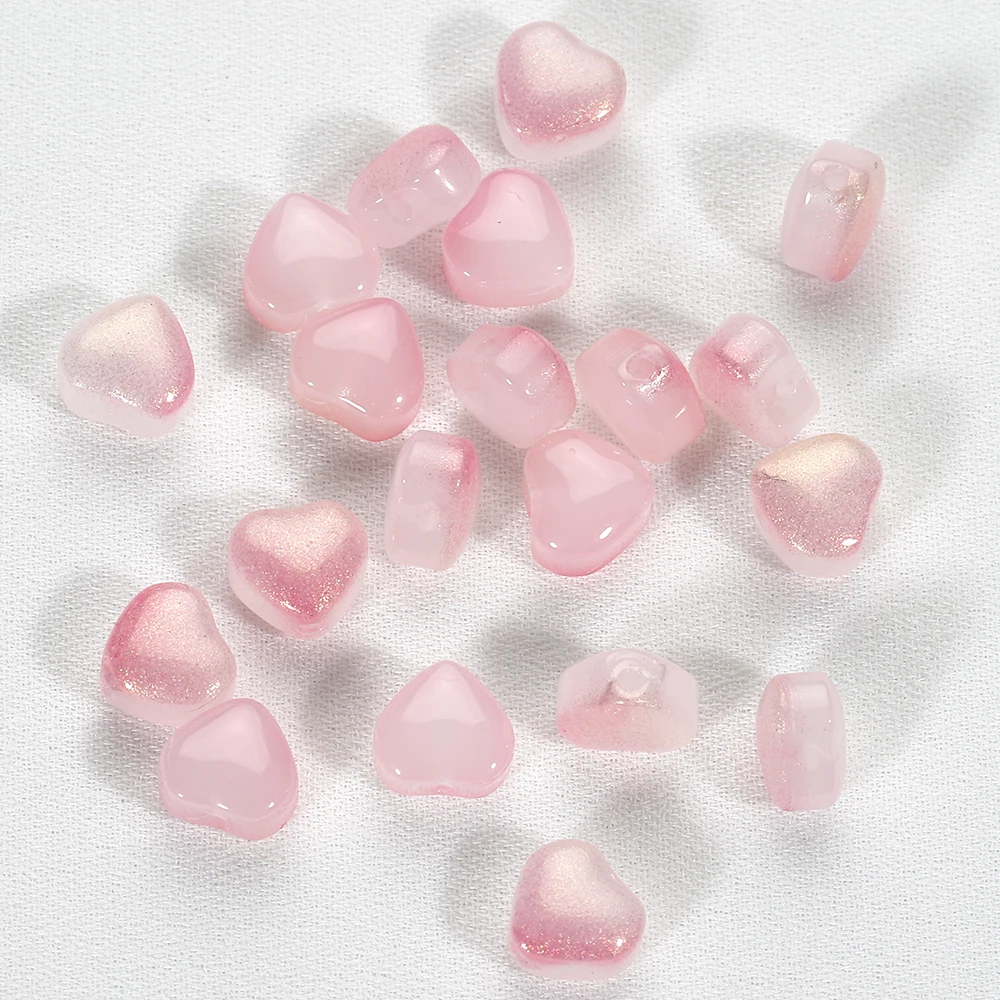 20pcs AB Color Heart Beads 6mm Red Czech Glass Loose Spacer Beads DIY Earrings Necklace Jewelry Making Hairpin Accessories
