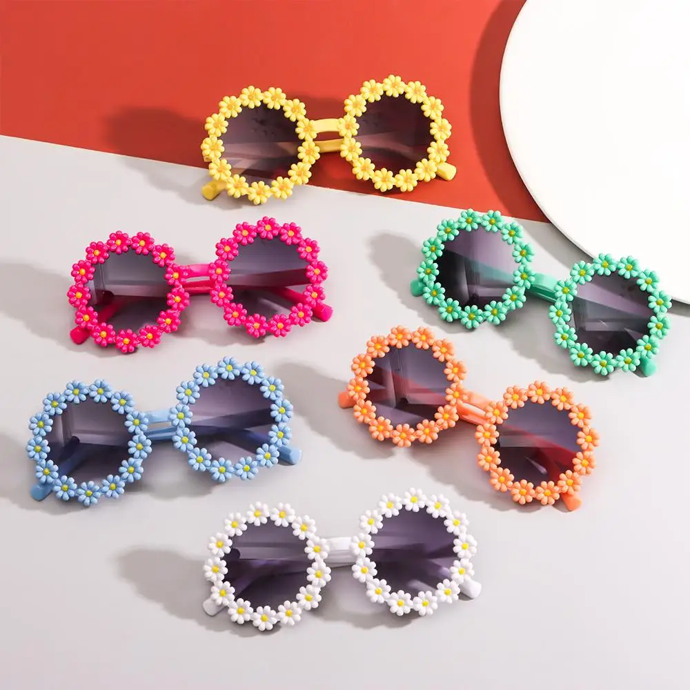 Süße Gänseblümchen-Sonnenbrille für Kinder, runde Blumen-Sonnenbrille, Kinder, Outdoor-Sonnenschutz, modische Sommerparty_voghion.com