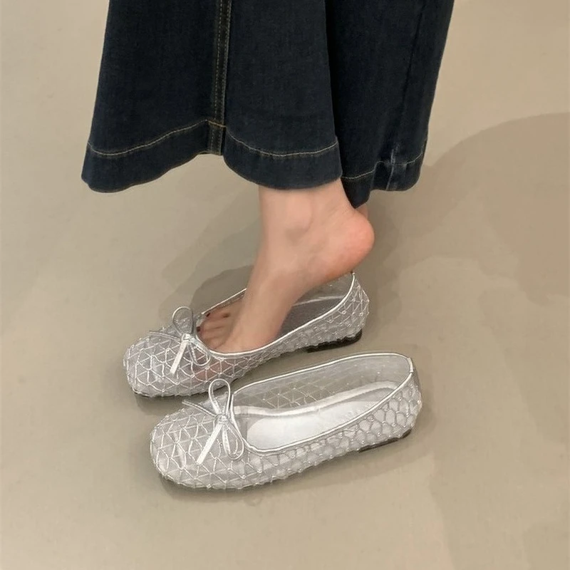 봄철 통풍이 잘되는 여성 메리제인 슈즈, 패셔너블한 슬립온, 편안한 스트릿 스타일, 부드러운 밑창, 여성용 드레스 플랫 슈즈