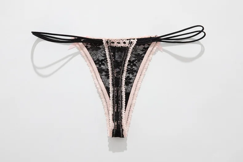 low rise detail on lace bow thong panties