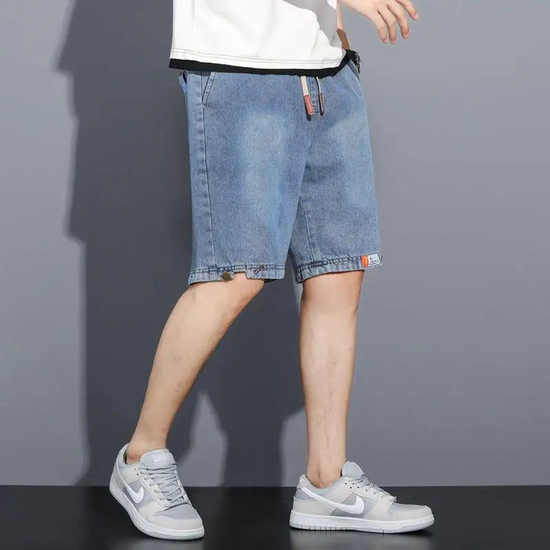 Summer Men's Thin Denim Shorts Fashion Beach Loose Fitting Casual Handsome Cropped Pants Versatile Straight Leg Capris