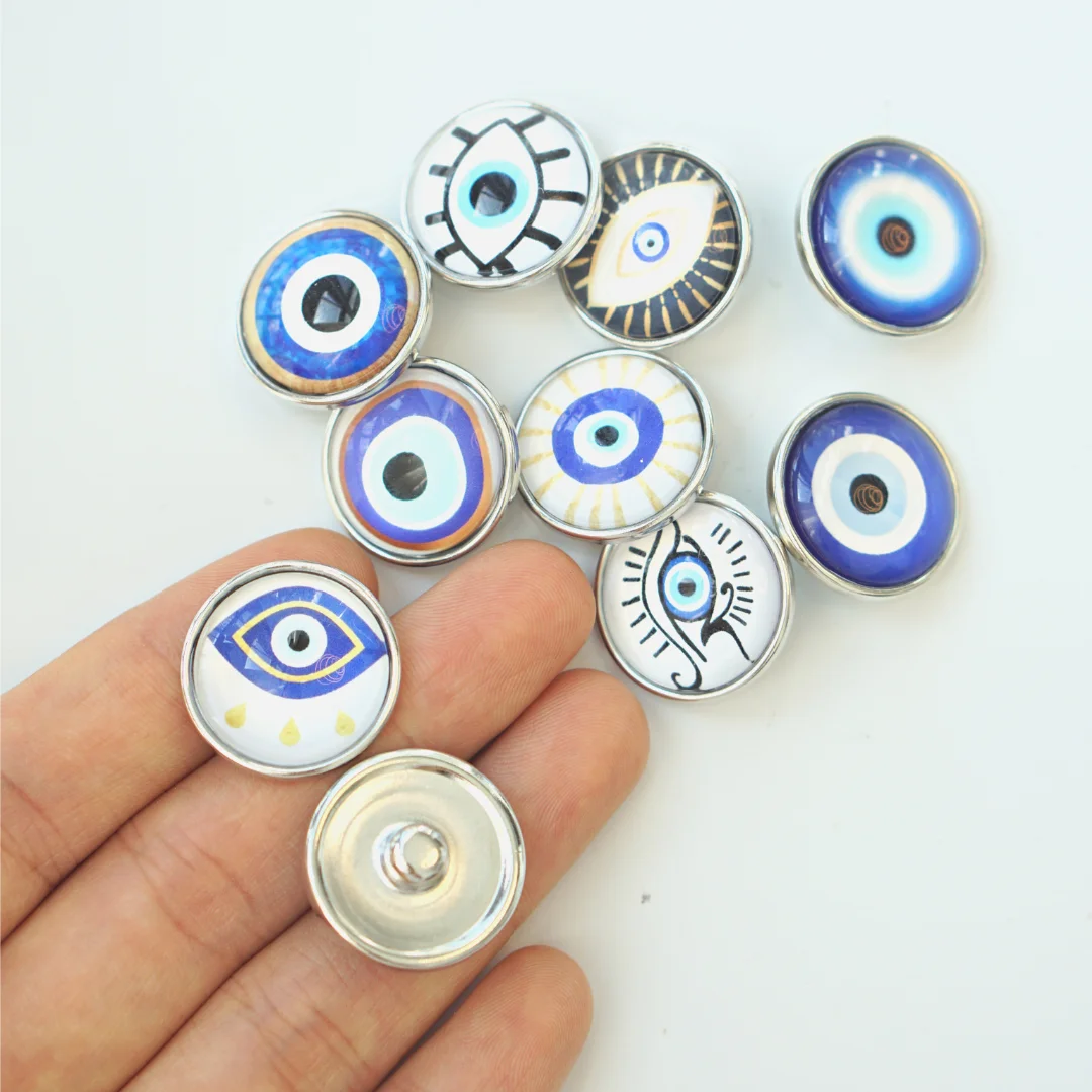 10 Pcs Devil's Eye Style Snap Buttons, Clothing Buttons, 18mm Snap Buttons,  Blue Clothing Buttons, Handmade Sewing Accessories