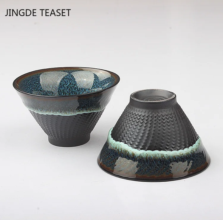 2pcs/lot Kiln Change Ceramics Teacup Handmade Tea Bowl Chinese Retro Teaware Accessories Single Cup Master Cups Coffee Cup 55ml