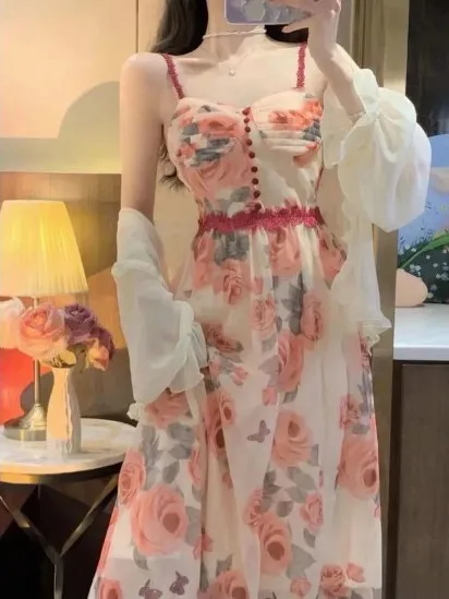 

Французское милое и острые платье для девушек с чистым желанием, ароматизированное платье на бретелях, женское элегантное и выразительное платье PELB