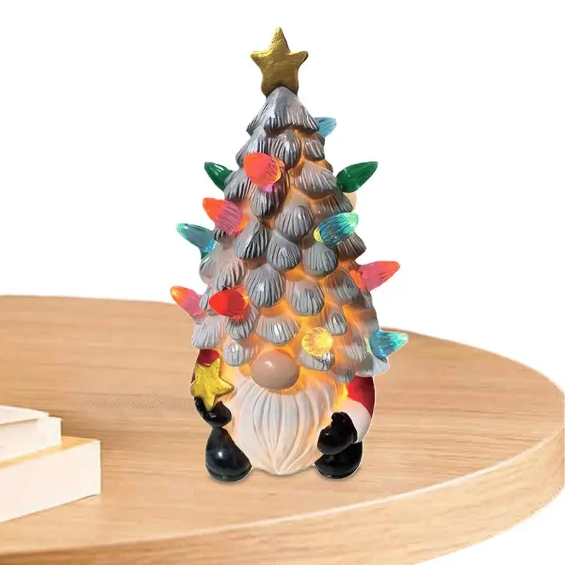 

Керамическая Рождественская елка, милая кукла без лица, украшения с подсветкой, гномы, рождественские украшения для дома, искусственные подарки для