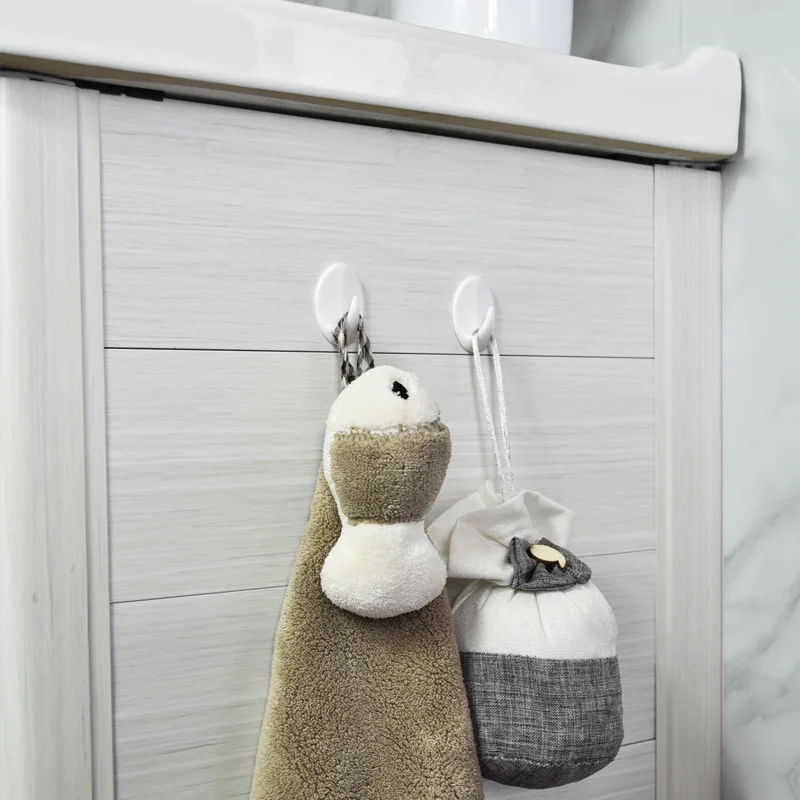 5/10PCS/set Strong Adhesive Hook Non-marking Plastic Bathroom Kitchen Non-perforated Door Cabinet Hook Key Clothes Holder Wall 3