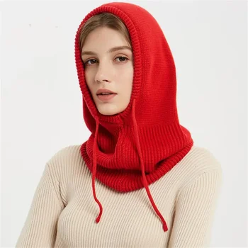 Bonnet unisexe à capuche pour hommes et femmes, casquette à col, chapeaux une pièce, cagoule plus chaude, Wstring de proximité, hiver