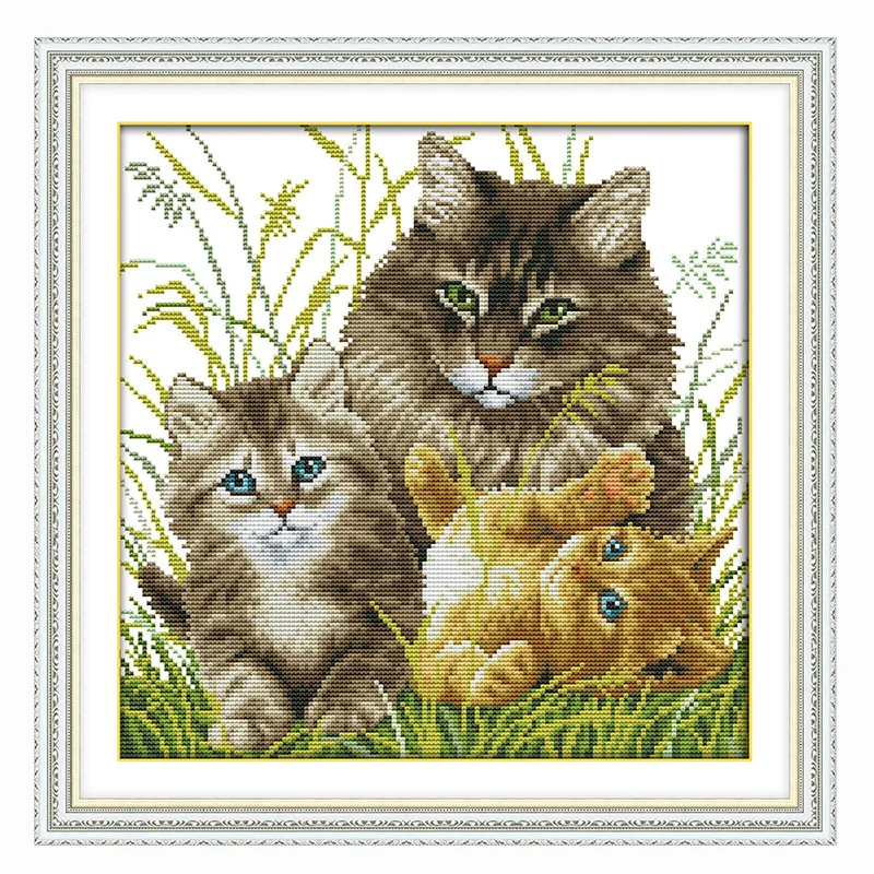 Full bead embroidery kits Diy bead embroidery kits beadwork circuits pearl 3mm printed cotton canvas Cats Diy beads Cross Stitch