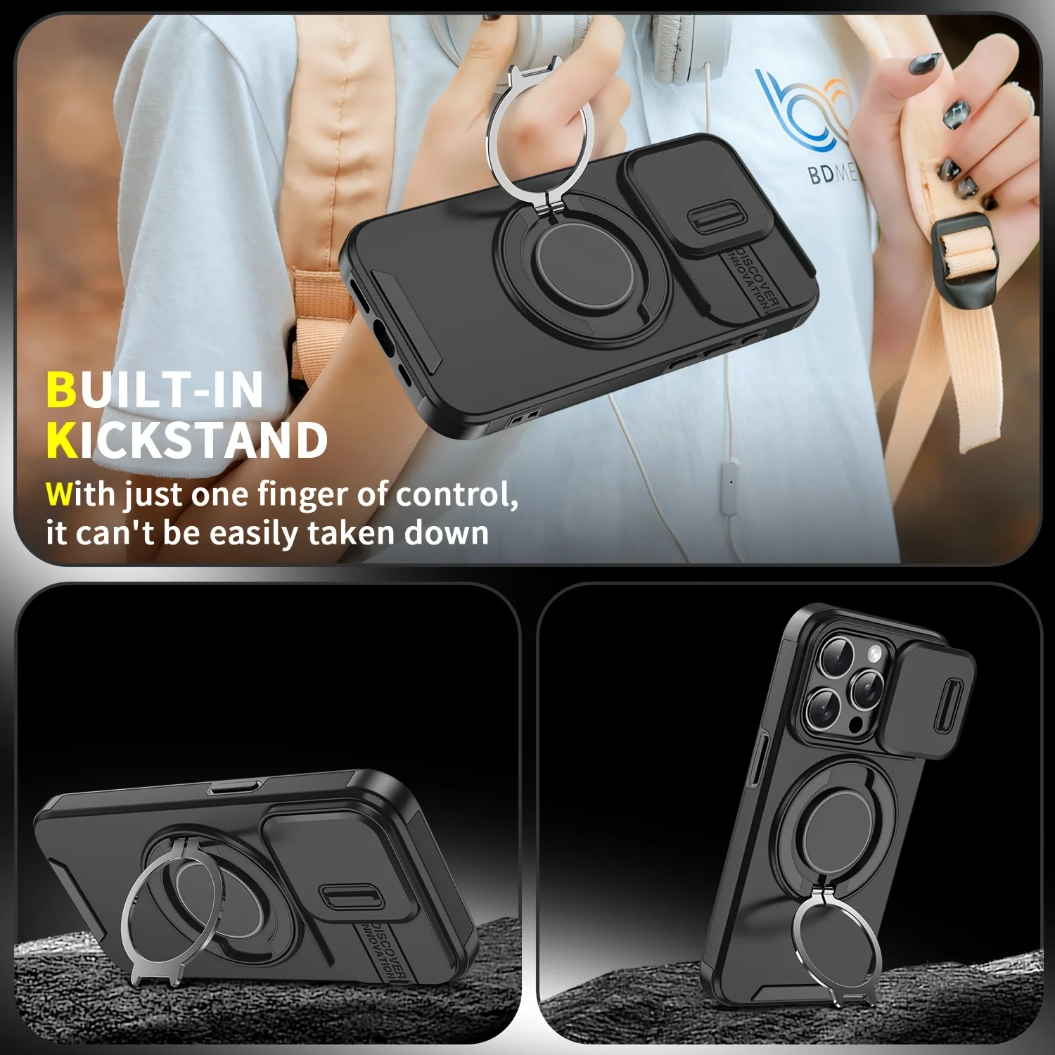 Luxury Heavy Duty Armor Magnetic Case with Slide Camera Protector and PC Back Cover