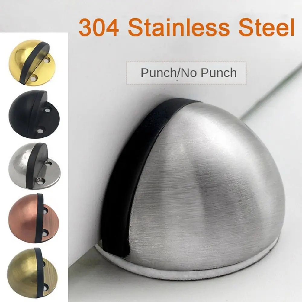 New Stainless Steel Door Stopper Nail-free Anti-collision Door Holder Non Punching Hardware Door Suction Furniture