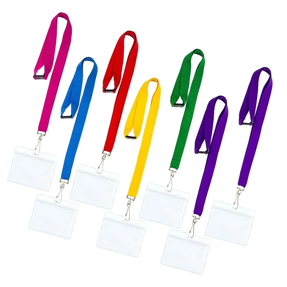 

7pcs ID Card Sleeve with Lanyard Reusable Badge Protector Card Sleeve ID Card Holder