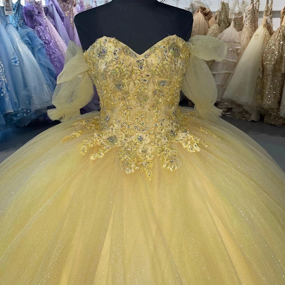 ANGELSBRIDEP Yellow Quinceanera Dress Elegant Sweetheart Party Prom Ball  Gown Sweet Floral Appliqued Quinceanera Dresses HOT - AliExpress 320