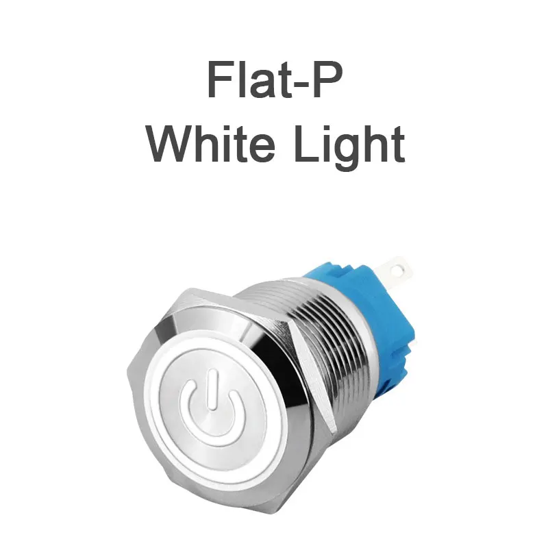 thumbnail image 1 of Botón pulsador de metal de 12 mm, 16 mm, 19 mm y 22 mm, interruptor de encendido y apagado, luz LED, botón circular plano impermeable, 3 V, 6 V, 12 V, 24 V, 110 V, 220 V, IP65, 1 of 5