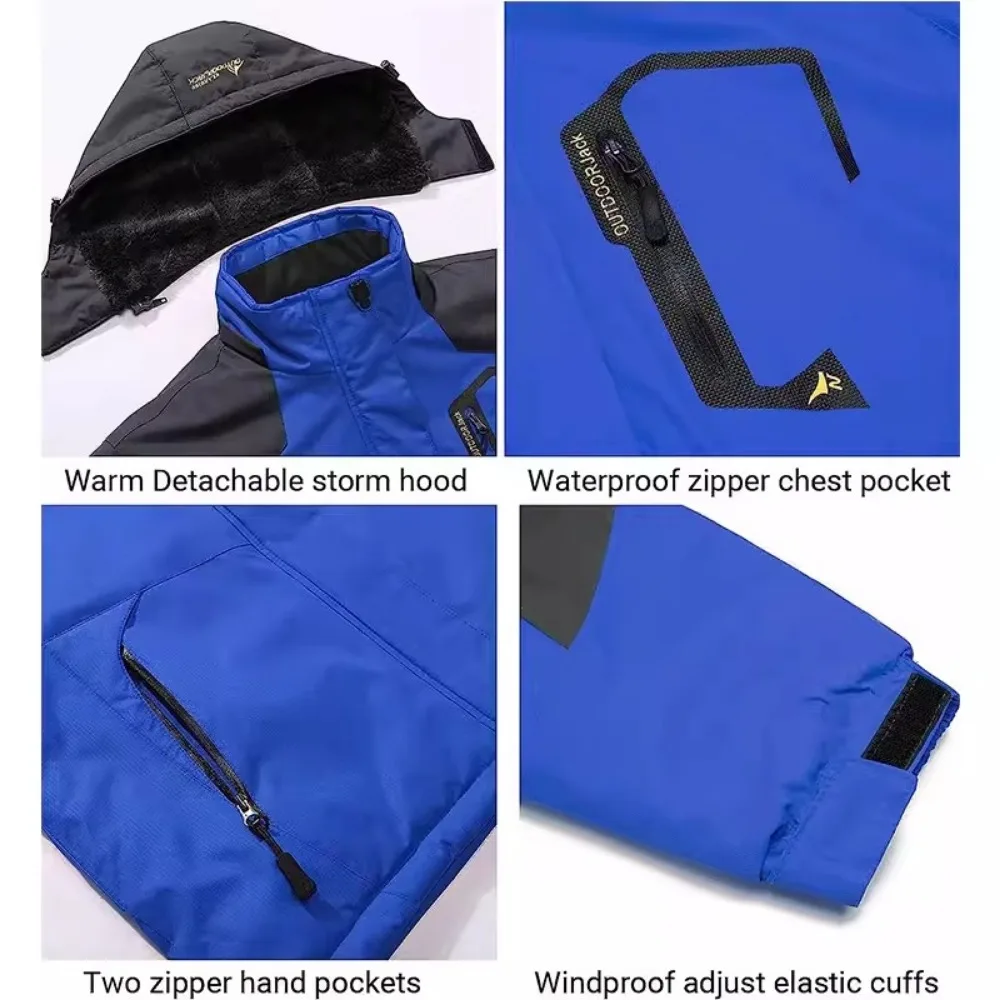 Men's Winter Parkas Outdoor Jacket Thicken Fleece Warm Waterproof Windbreaker Ski Jackets Climb Men Thick Coat