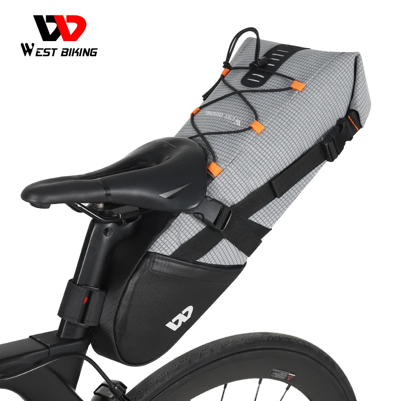 WEST BIKING 100 Waterproof Bicycle Saddle Bag 10L Foldable Under Seat Bike Bag Tools Pannier