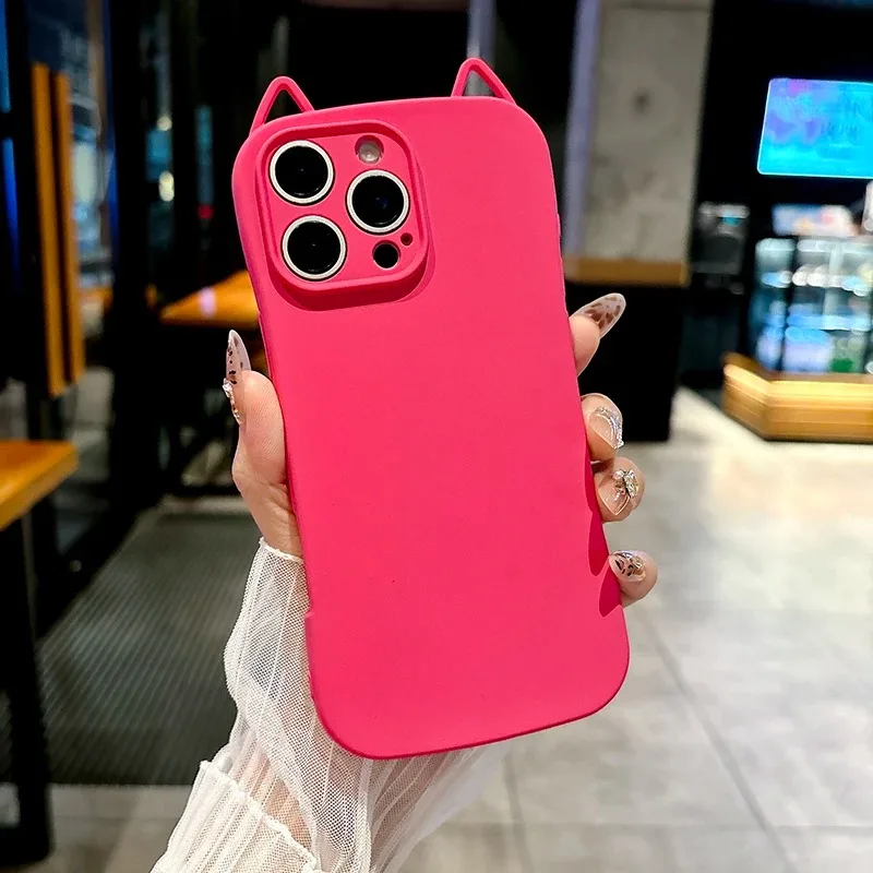 Adorable 3D Ears Clear Phone Case with Cartoon Rilakkuma Pendant TPU Cover