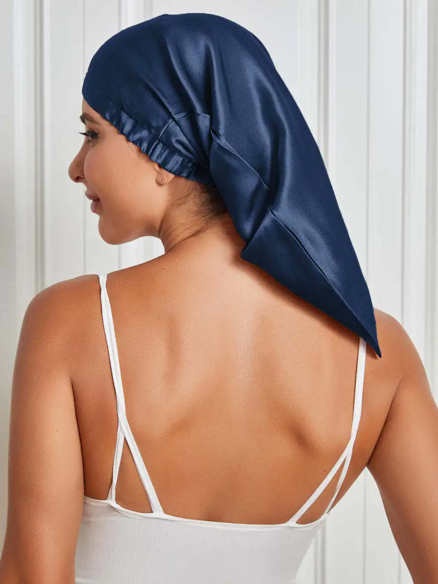 Birdtree 100% Mulberry Silk Bonnets Female  Triangel Sleeping Night Pure Hair Wrap Cap For Curly Ladies Headwrap A34320M 5
