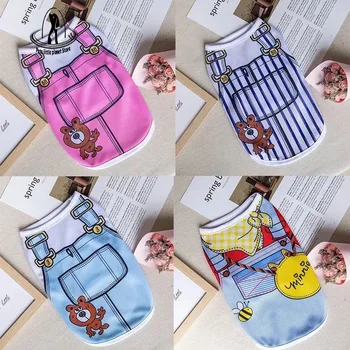 작은 강아지용 만화 강아지 조끼 셔츠, 치와와, 요크셔, 말티즈 셔츠, 강아지 의류, 고양이 복장, 여름 애완동물 옷