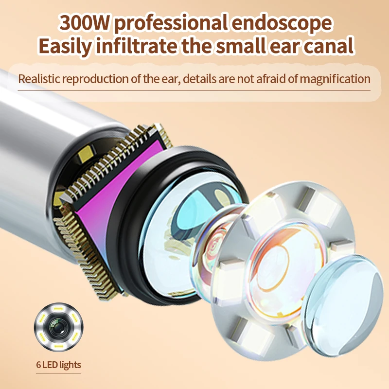 Visual Ear Spoon, Wireless Visual Silicone Ear Spoon Safe Endoscope Earpick with 3 Camera Otoscope Ear Cleaner For Kids Adults