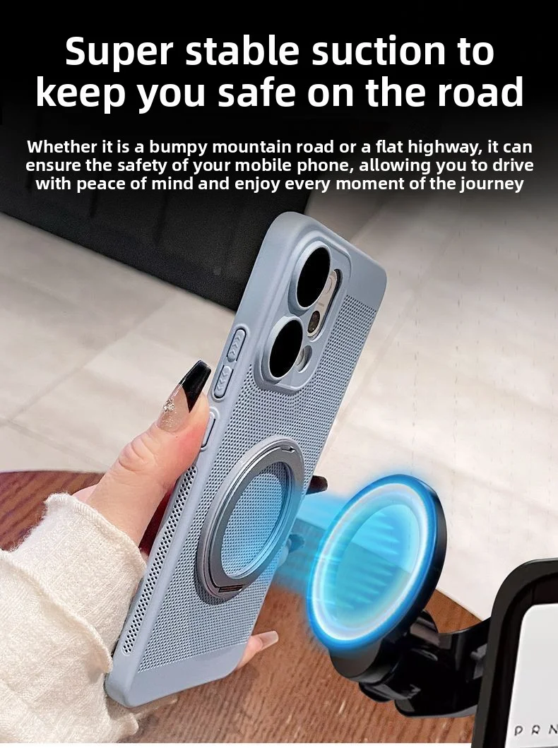 Durable Hard PC Ring Stand Magnetic Protective Back Cover with Heat Dissipation