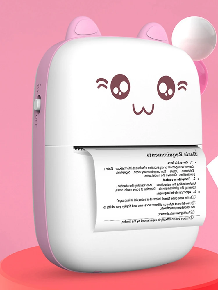 미니 접착 라벨 프린터 블루투스 호환 라벨 인쇄 기계 사진 영수증 메모 목록용..