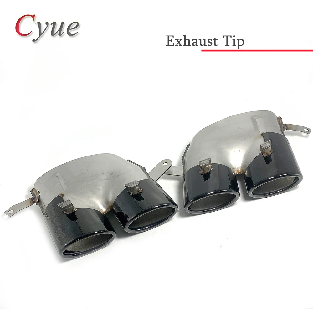 2pcs 4 Out Stainless Steel Black Car Exhaust Pipe For 20162018 Audi A6