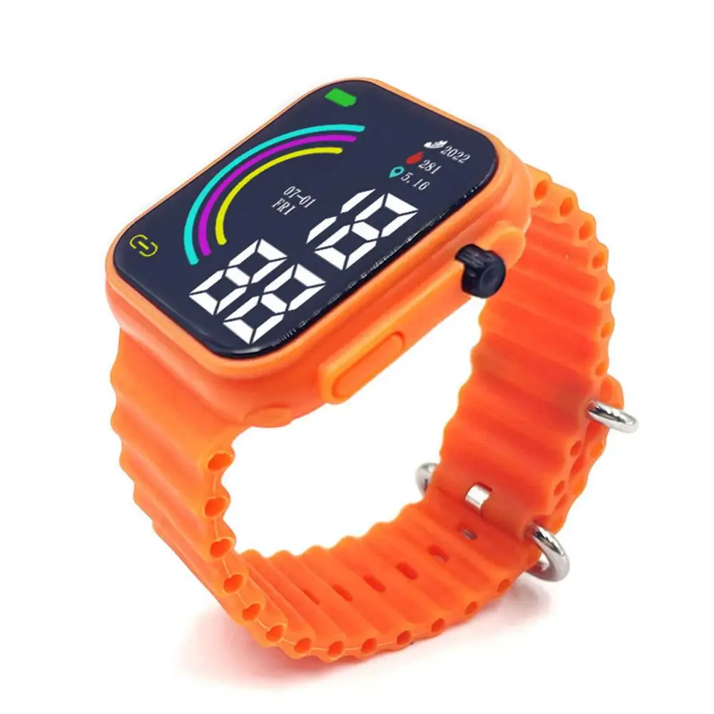 

Часы наручные с двойной пряжкой, цветные светодиодные электронные, с мягким противоскользящим ремешком, для детей, студентов, квадратные, радужные, для дня рождения