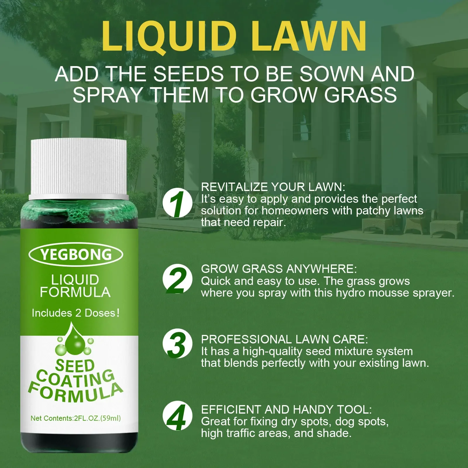 1 Bottle Household Seeding System Liquid Spray Seed Lawn Care Grass Liquid Spray Device Seed Lawn Care Watering