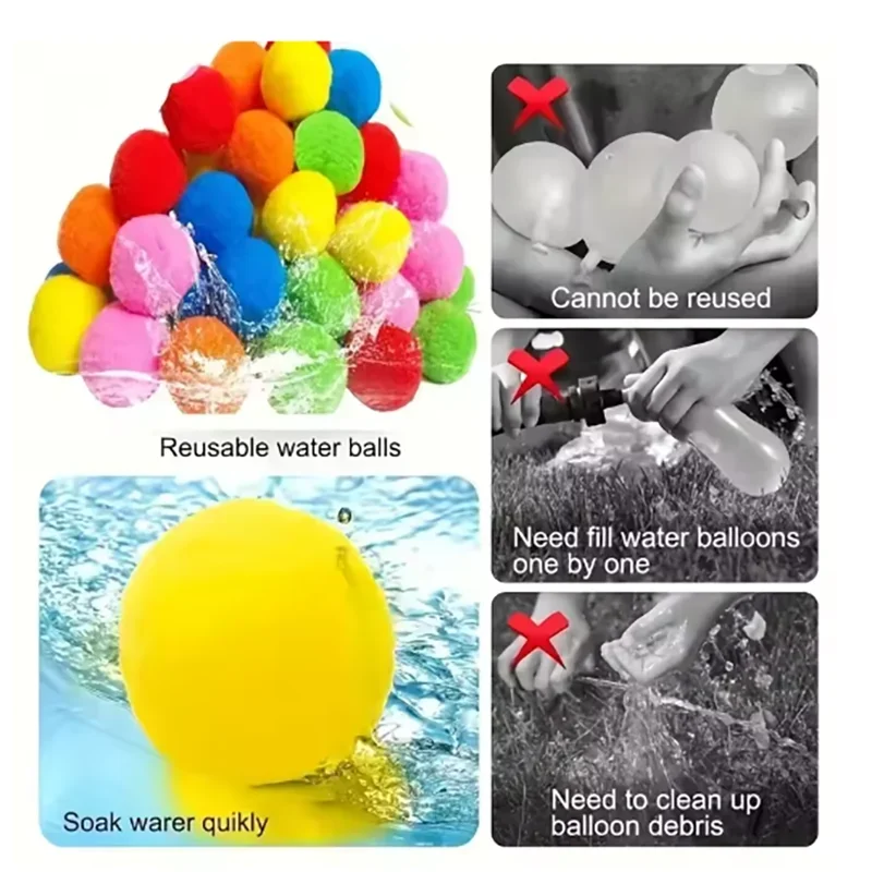 15PCS Reusable Sponge Water Balls Colorful Adult Kids