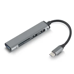 Enhanced Title: Compact 3 - Port USB 3.0 Hub with Card Reader & Type - C Splitter (Type c grey)