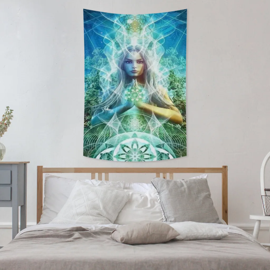 

Spiritual Fantasy Psychedelic Tapestry Cosmic Energy Trippy Space Power Mandala Wall Hanging Decor Boho Poster Gift