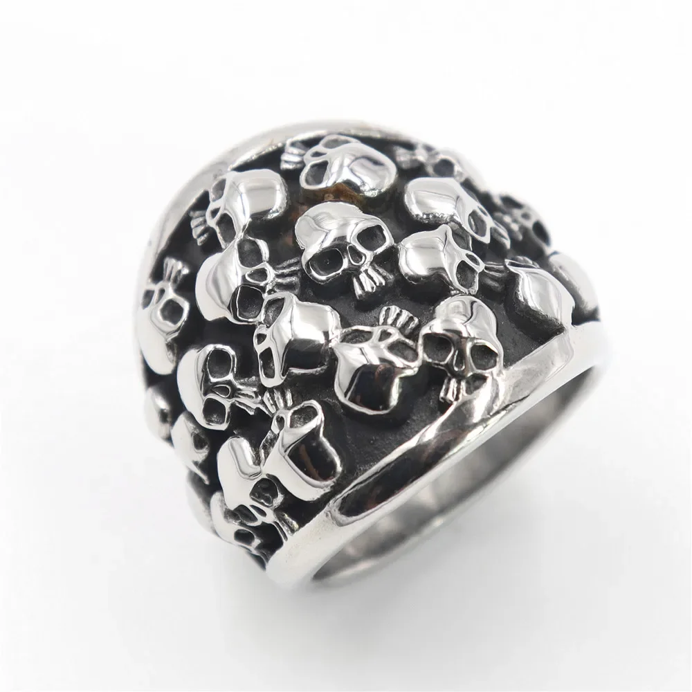 

CHUANGCHENG Unisex Full Size Small Skull Stainless Steel Ring Size 7-15