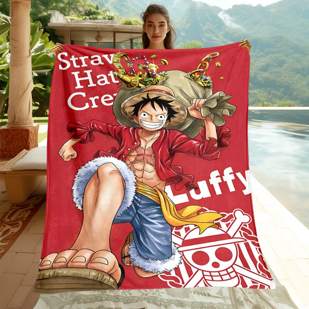 원피스 애니메이션 HD 인쇄 플란넬 얇은 담요. 사계절 담요. 소파, 침대, 거실, 여행 피크닉 담요 선물용