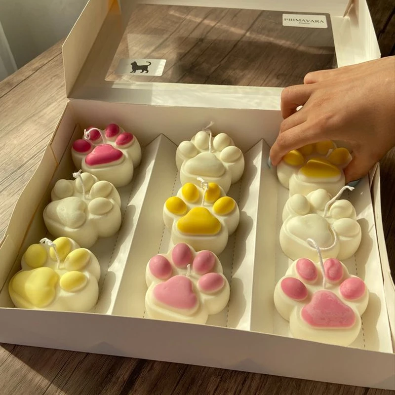 For Candle Making DIY Paraffin Resin Clay Gypsum Mould Cat Paw Mold Resin Handcraft Soap Mold