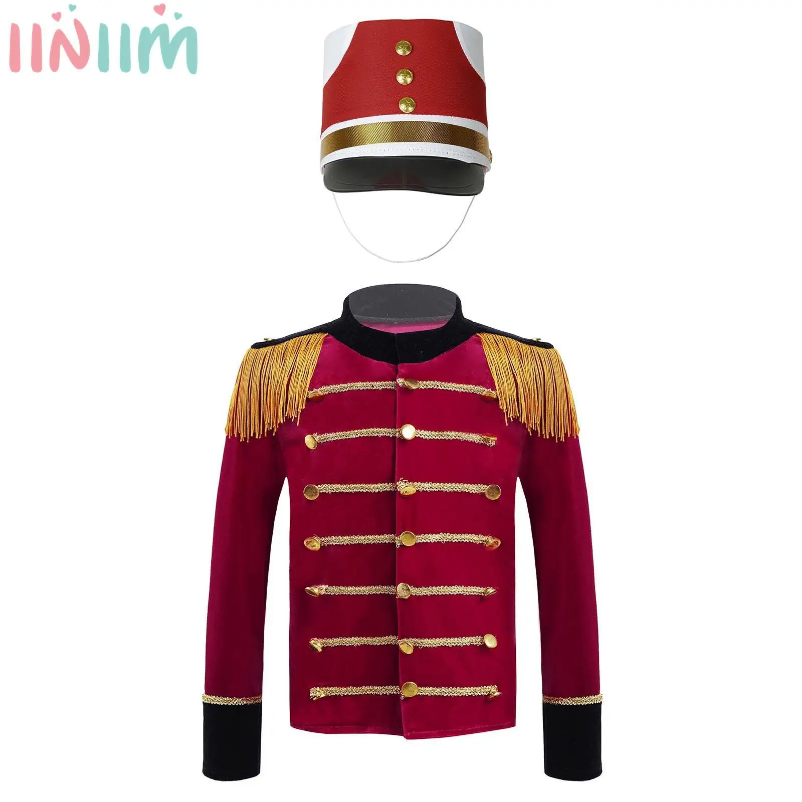 

Kids Boys Girls Drum Trumpet Team Honor Royal Guard Uniform Halloween Circus Ringmaster Deluxe Coat Children Cosplay Jacket Tops
