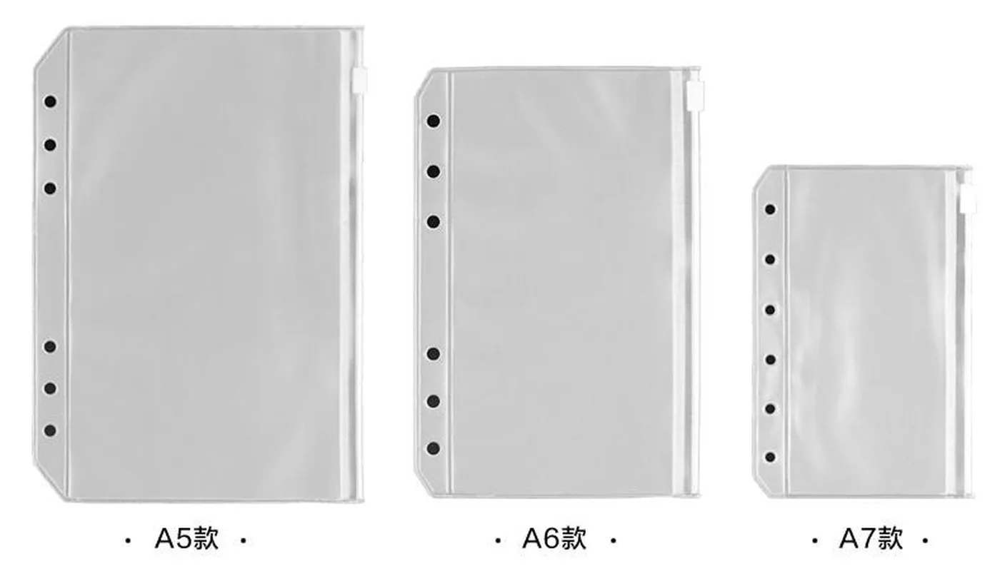 File Folder File Holder Document Storage Bag Transparent A5/A6/A7 Waterproof Zipper Bag