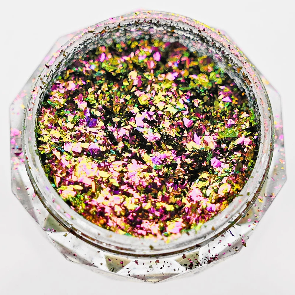 1Jar Chameleon Opal Flakes Glitter Per Unghie Fetta Irregolare Foil Glitter Powder Resin Filling Fire Chameleon Chrome Pigment Net 0.2G