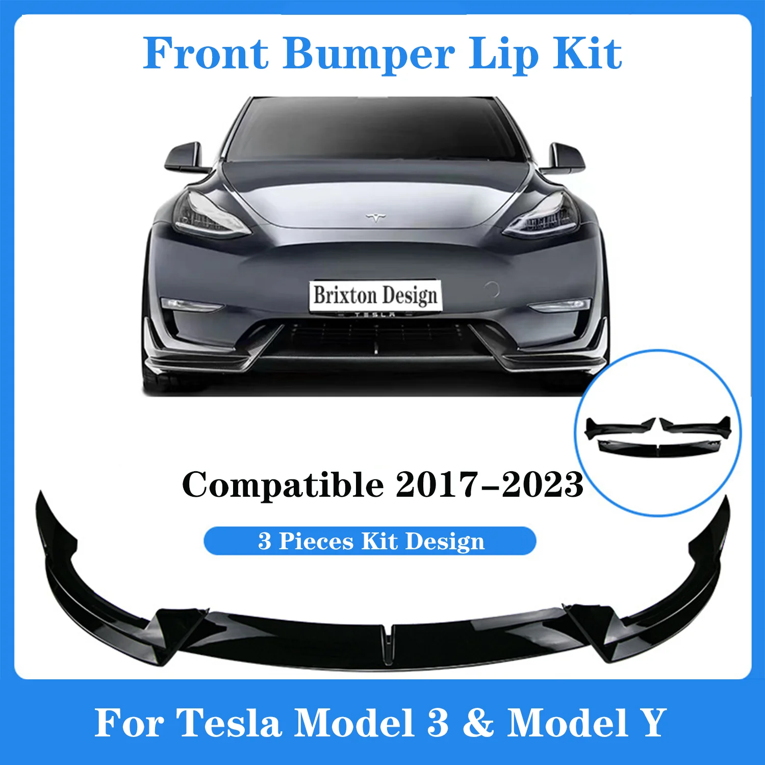 Paraurti Anteriore Labbro Anteriore Kit Pala Anteriore Compatibile 2017-2023 Per Tesla Model3 Modely Sedan Body Spoiler Splitter Kit