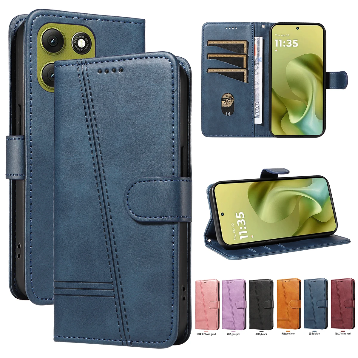 Luxury Texture Wallet Phone Case with Flip Leather Protective Cover