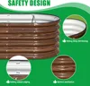 3 Pcs 4x2x1.5ft Raised Garden Bed Outdoor, 17" Tall Galvanized Metal Planter Box, Oval Kit for Vegetables Plants Fruits, Brown