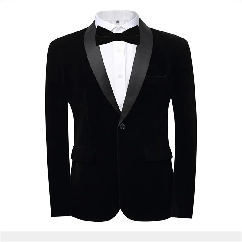 Mens Blazer High-grade Men Luxury Gold Velvet Suit One Button Slim Fit Jacket Blue / Red / Green New Homme Wedding Prom Party Dress Blazer