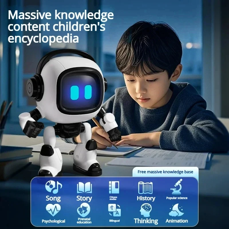 Robot da Tavolo Interattivo con Riconoscimento Vocale AI, Compagno Parlante, Gioco Educativo, Robot Giocattolo per Ragazzi e Ragazze, Regalo