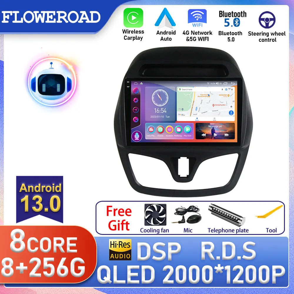 

Автомагнитола на Android для Chevrolet Spark Beat 2015-2018, мультимедийный проигрыватель с GPS-навигацией для Carplay, автомобильная камера 4G + WIFI 360, авто BT
