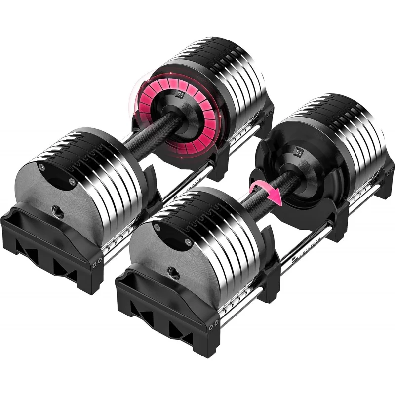 

Finer Form Adjustable Dumbbells 5-32.5 LBs: Save Space with This Female-Friendly Adjustable Dumbbell Set. Go Up Or Down in 2.5 L